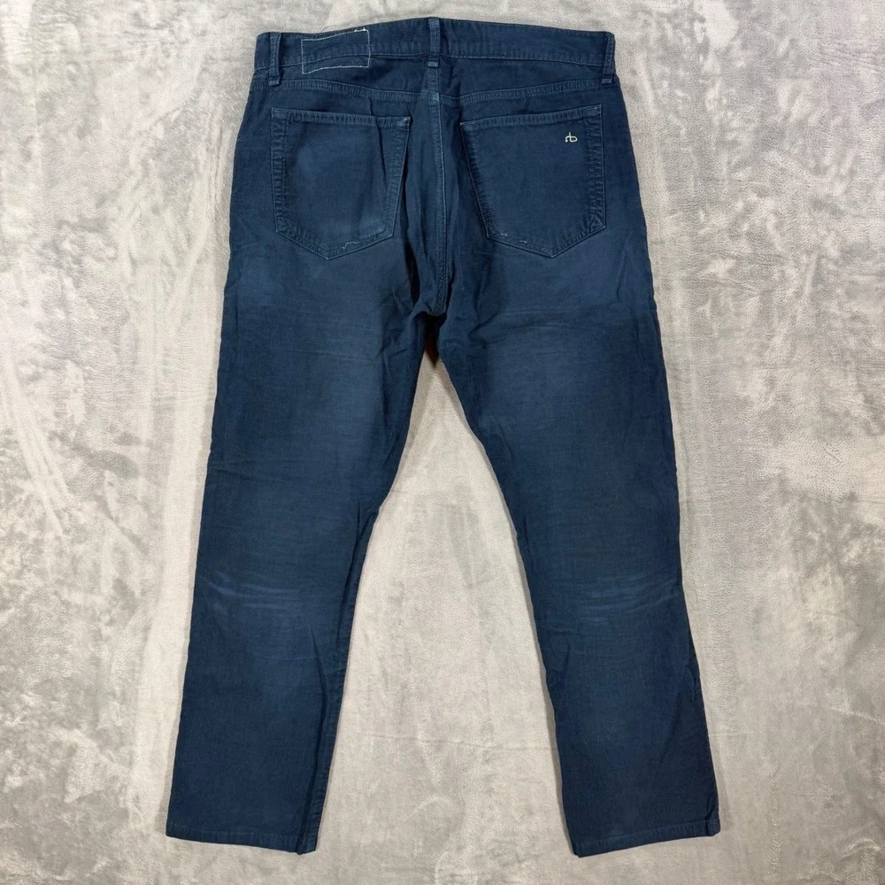 Rag & Bone Standard Issue Fit 3 Slim Straight Pants Men's 33x30 Blue Corduroy